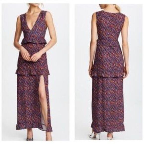Nightwalker Floral Tiered Maxi Dress Sz S - Picture 1 of 9